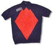 View Item John Smedley Island Cotton Big Diamond Polo Shirt Navy 